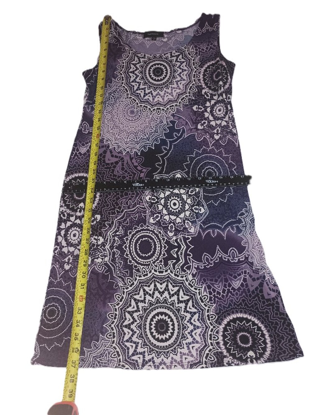Sleeveless Purple with White Geometric Designs Dress